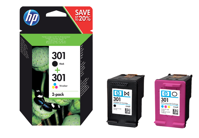 Inktcartridge HP N9J72AE 301 zwart + kleur afbeelding