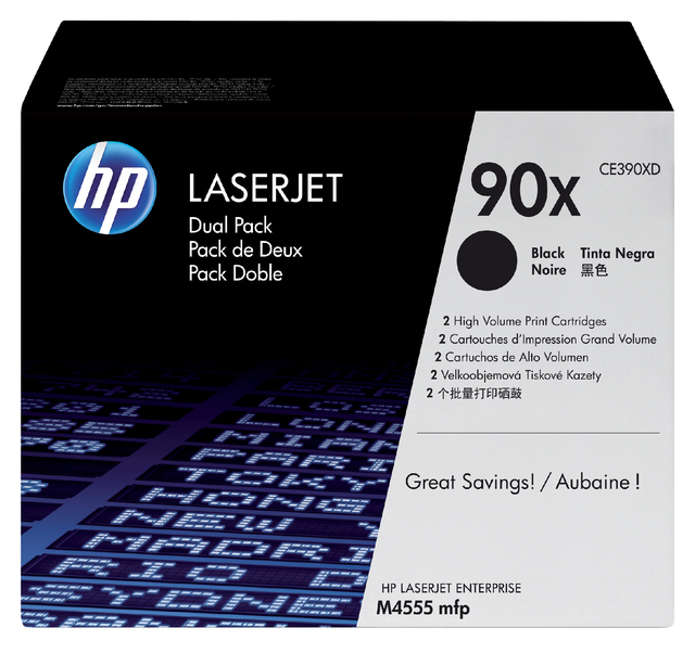 Tonercartridge HP CE390XD 90X zwart 2x afbeelding