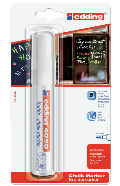 Krijtstift edding 4090 window schuin 4-15mm wit bister à 1 stuk afbeelding