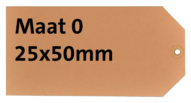 Label HF2 nr 0 200gr 25x50mm bruin 1000 stuks afbeelding