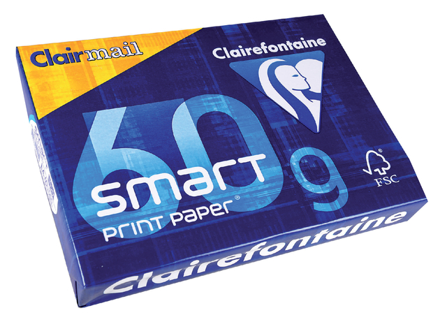 Kopieerpapier Clairefontaine Clairmail A4 60gr wit 500 vel afbeelding