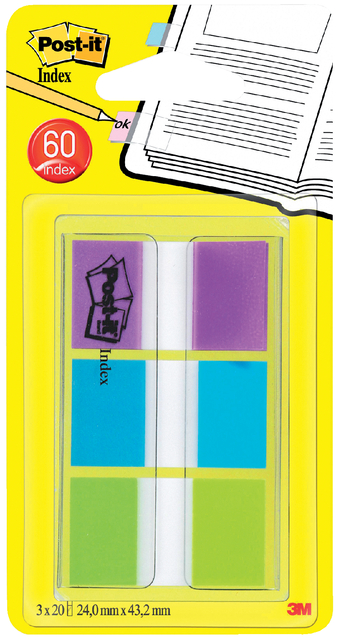 Indextabs Post-it 680 24mmx43.2mm helder assorti 60 tabs afbeelding
