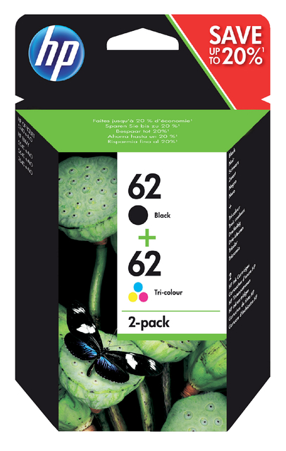 Inktcartridge HP N9J71AE 62 zwart + kleur afbeelding