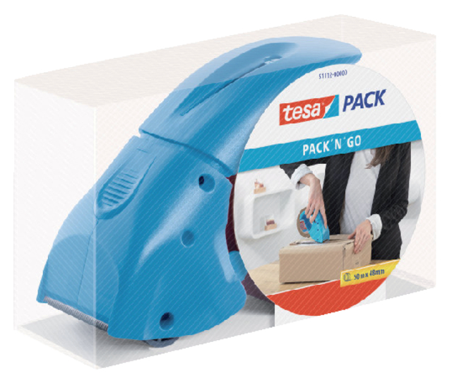 Verpakkingstape dispenser tesapack® pack-n-go blauw afbeelding