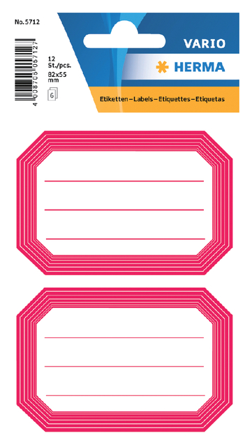 Etiket HERMA 5712 82x55mm schrift rode rand 12stuks afbeelding