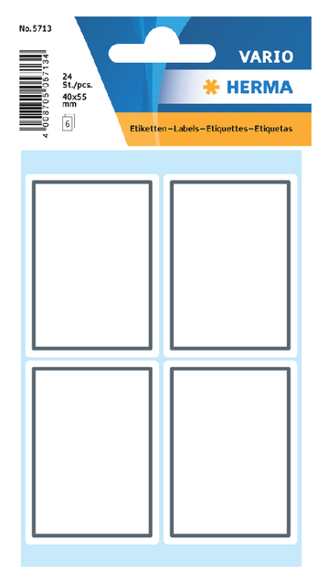 Etiket HERMA 5713 40x55mm schrift grijs kader 24 stuks