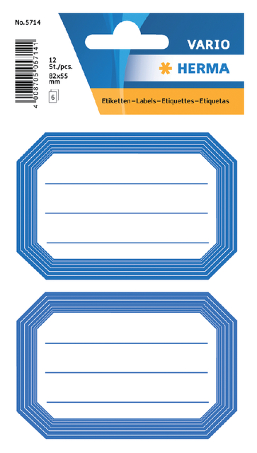Etiket HERMA 5714 82x55mm schrift blauwe rand 12 stuks