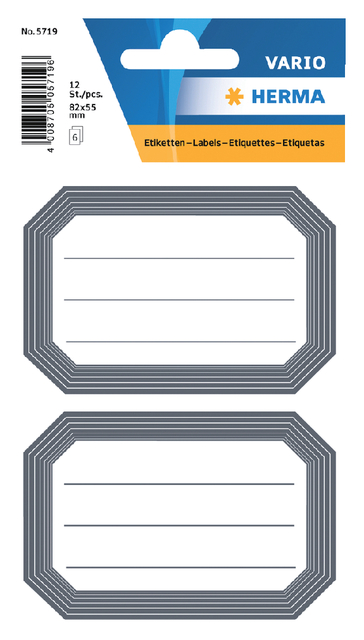 Etiket HERMA 5719 82x55mm schrift grijze rand 12stuks afbeelding
