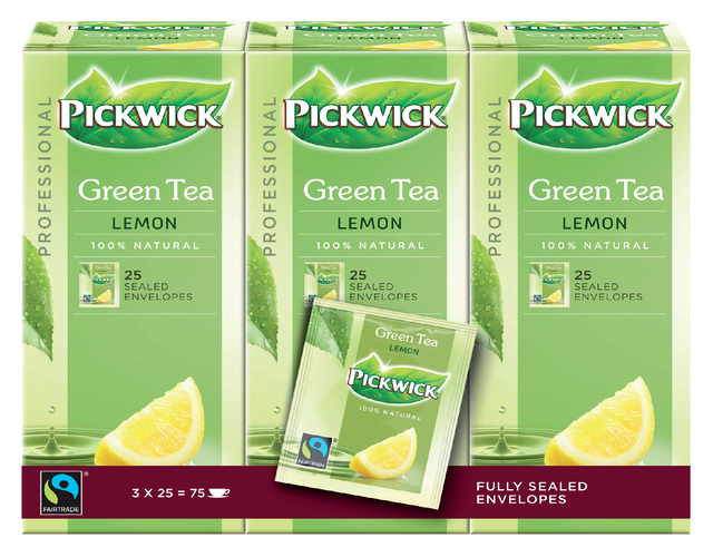 Thee Pickwick Fair Trade green lemon 25x1.5gr afbeelding