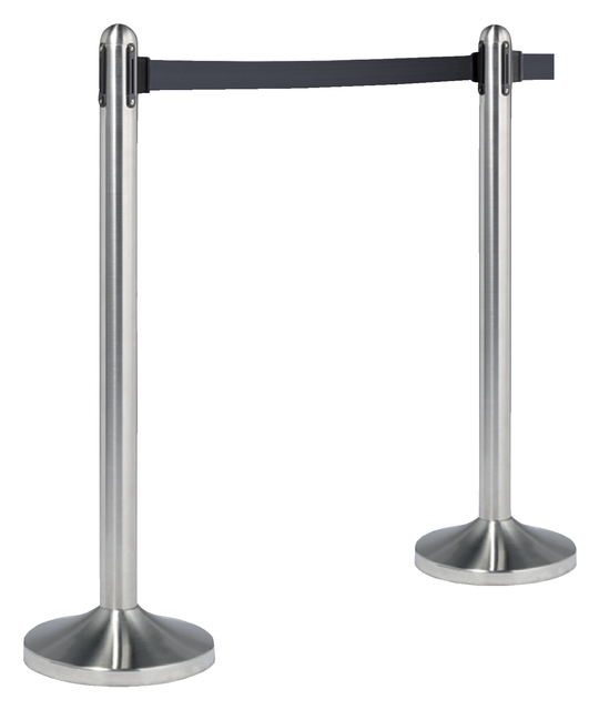 Afzetpaal Securit RVS met rolband 210cm zwart — Foto 2 van 2
