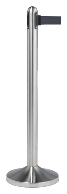 Afzetpaal Securit RVS met rolband 210cm zwart afbeelding