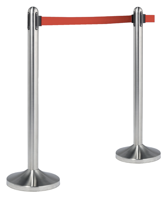 Afzetpaal Securit RVS met rolband 210cm rood — Foto 2 van 2