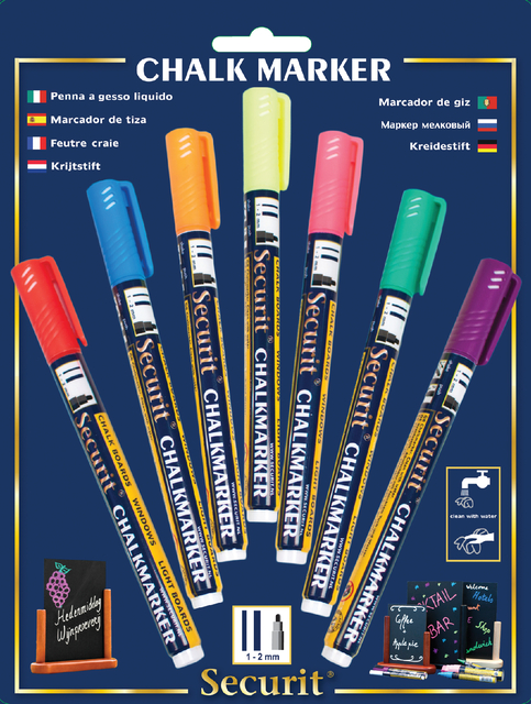 Krijtstift Securit SMA-100 rond ass 1-2mm blister à 7 stuks afbeelding