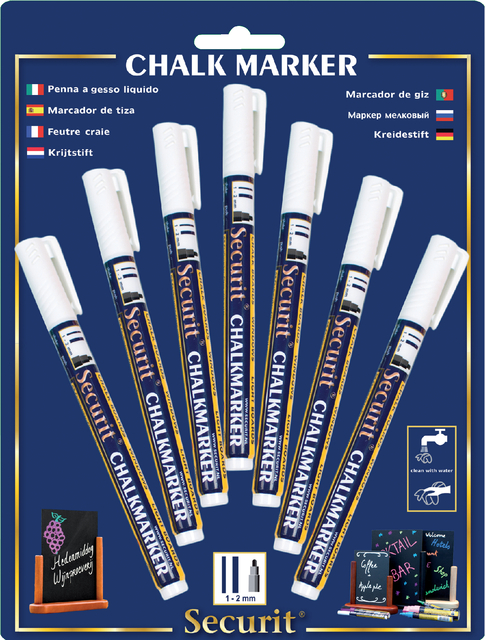 Krijtstift Securit SMA-100 rond wit 1-2mm blister à 7 stuks afbeelding