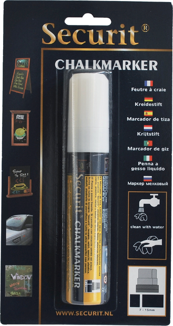 Krijtstift Securit SMA-720 blok wit 7-15mm blister afbeelding