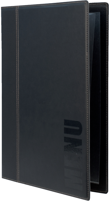 Menukaart Securit Trendy A4 1 x 2 tassen zwart afbeelding