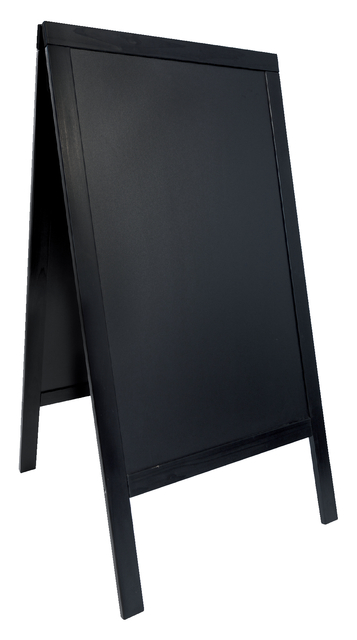 Stoepbord Securit 700x1250x40mm zwart hout afbeelding