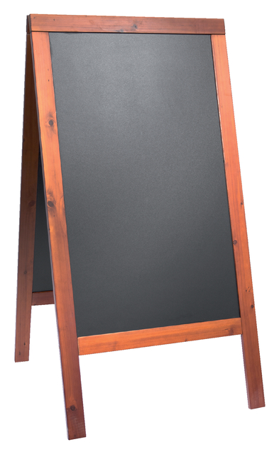 Stoepbord Securit 700x1250x40mm mahonie hout afbeelding