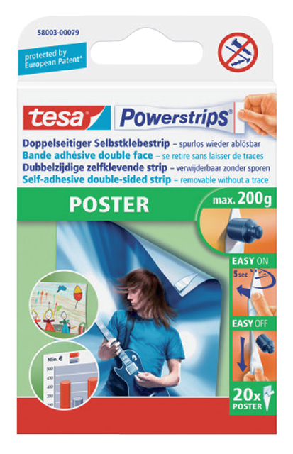Kleefstrips tesa Powerstrips® poster dubbelzijdig 20 stuks blister 20 stuks afbeelding