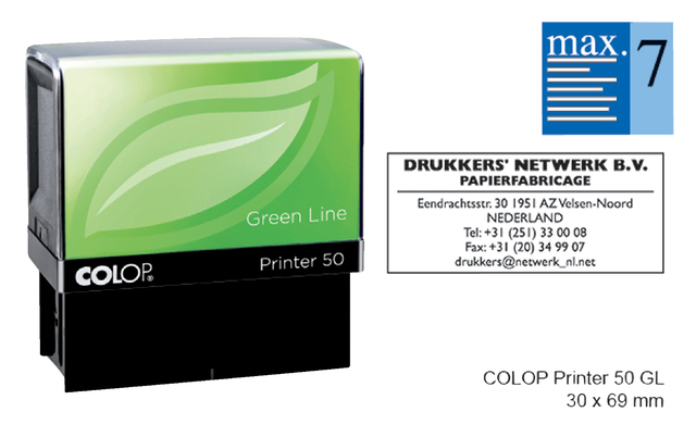 Tekststempel Colop 50 green line personaliseerbaar 7regels 69x30mm afbeelding