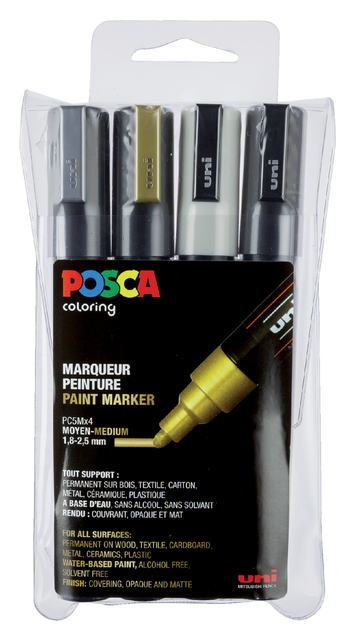 Verfstift Posca PC5M medium assorti set à 4 stuks afbeelding