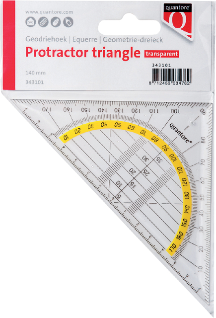 Geodriehoek Quantore 140mm transparant afbeelding