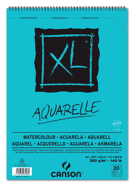 Aquarelblok Canson XL A3 30 vel 300gr spiraal afbeelding