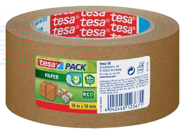 Verpakkingstape tesapack® papier ecoLogo® 50mx50mm bruin afbeelding