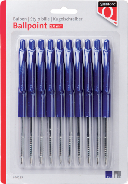 Balpen Quantore drukknop blauw 10 stuks afbeelding