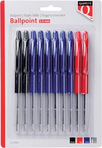Balpen Quantore drukknop assorti 10 stuks