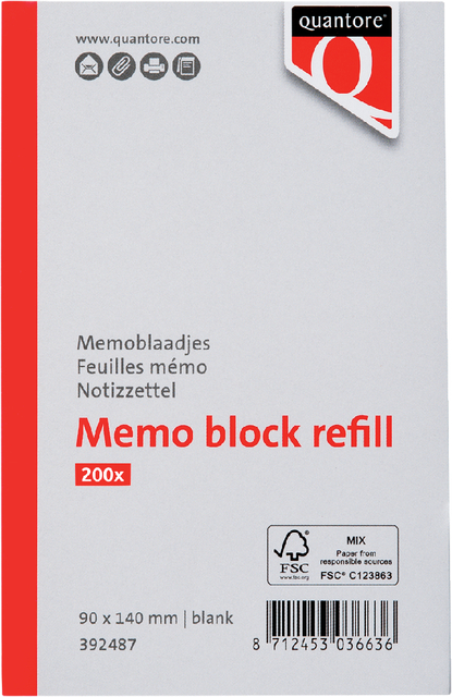 Memoblaadjes Quantore losbladig 140x90x20mm 200 vel — Foto 2 van 2