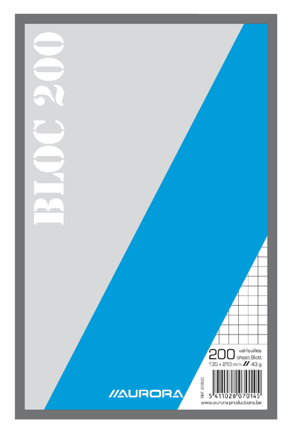 Kladblok Aurora 135x210mm ruit 5X5mm 200 vel 45gr afbeelding