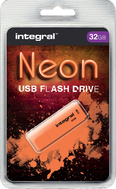 USB-stick 2.0 Integral 32GB neon oranje afbeelding