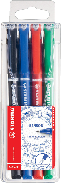 Fineliner STABILO Sensor 189 fijn assorti etui à 4 stuks afbeelding