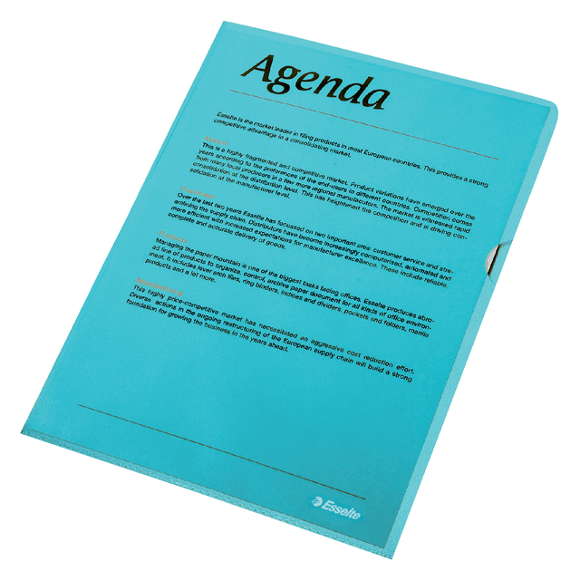Insteekmap L-model Esselte standaard A4 0.11mm PP blauw 100 stuks afbeelding