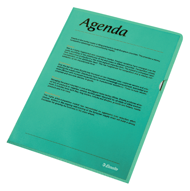 Insteekmap L-model Esselte standaard A4 0.11mm PP groen 100 stuks afbeelding