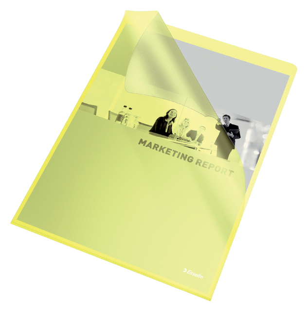 Insteekmap L-model Esselte standaard A4 0.11mm PP geel 100 stuks afbeelding