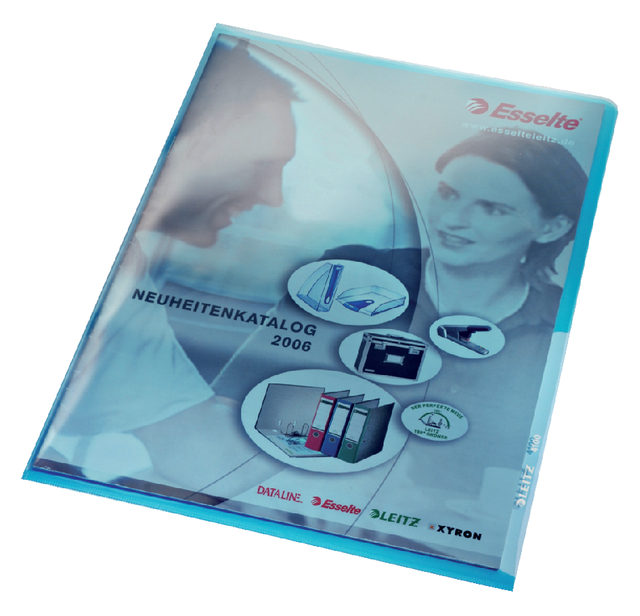 Insteekmap L-model Leitz Premium lasnaad copy safe 0.15mm PVC A4 blauw 100 stuks afbeelding