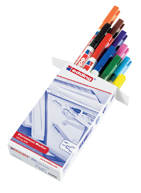 Viltstift edding 400 rond assorti 1mm assorti set à 10 stuks afbeelding