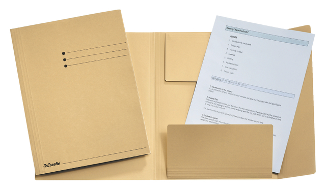 Dossiermap Esselte A4 3 kleppen manilla 275gr beige afbeelding