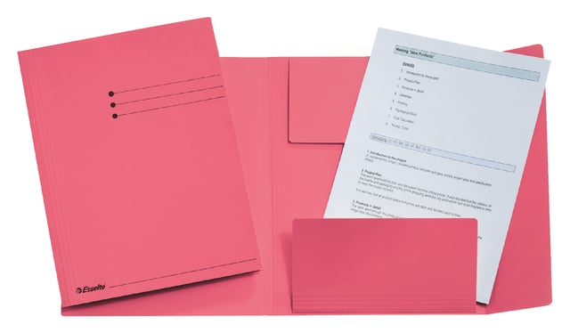 Dossiermap Esselte A4 3 kleppen manilla 275gr roze afbeelding
