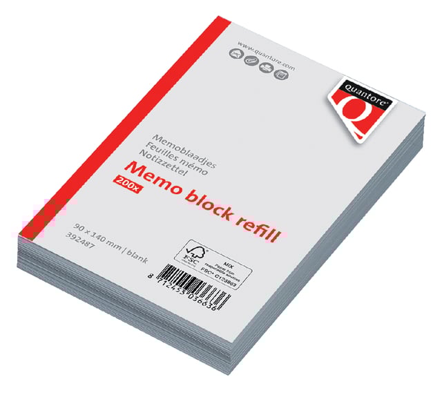 Memoblaadjes Quantore losbladig 140x90x20mm 200 vel afbeelding