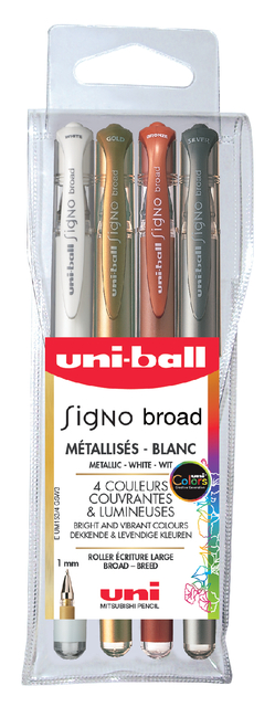 Rollerpen Uni-ball Signo breed metallic assorti etui à 4 stuks afbeelding