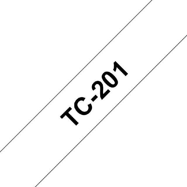 Labeltape Brother P-touch TC-201 standaard 12mm zwart op wit — Foto 2 van 2