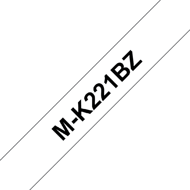 Labeltape Brother P-touch TZe-K221 ongelamineerd 9mm zwart op wit afbeelding