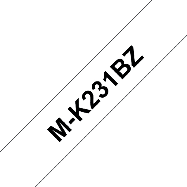 Labeltape Brother P-touch M-K231 ongelamineerd 12mm zwart op wit afbeelding