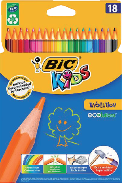 Kleurpotloden BicKids Evolution ecolutions ass blister à 18st afbeelding