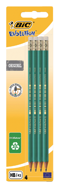 Potlood Bic Evolution ecolutions zeshoekig HB met gumtop blister à 4 stuks afbeelding