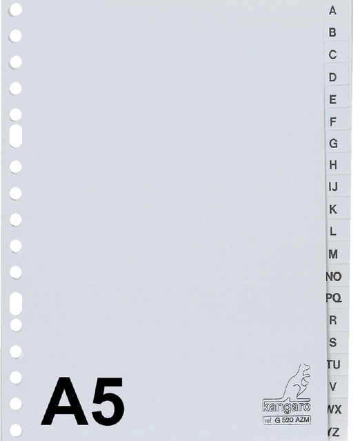 Tabbladen Kangaro A5 17-gaats G520AZM alfabet grijs PP afbeelding