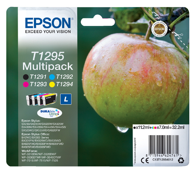 Inktcartridge Epson T1295 zwart + 3 kleuren afbeelding